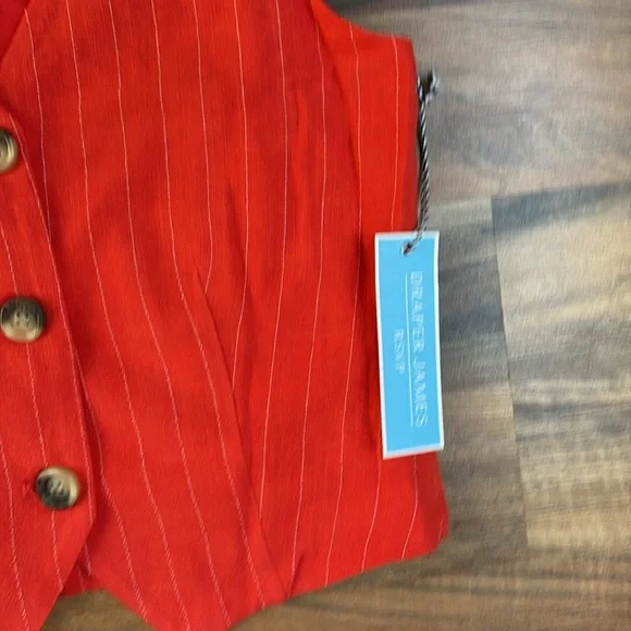 Draper James Red Striped Button-Up Vest size XS - Picture 2 of 8